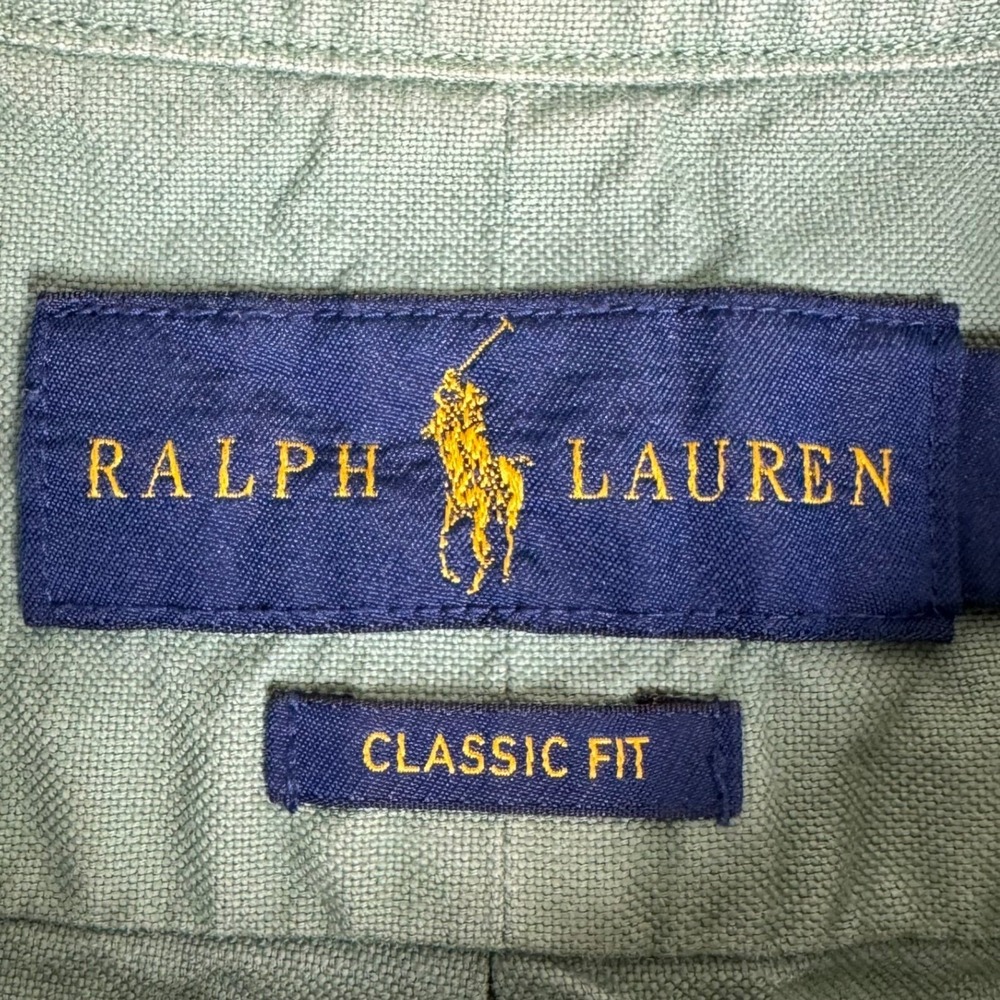 Ralph Lauren Mens Classic Fit Green Oxford Shirt Pink Pony Logo Large - Picture 5 of 8